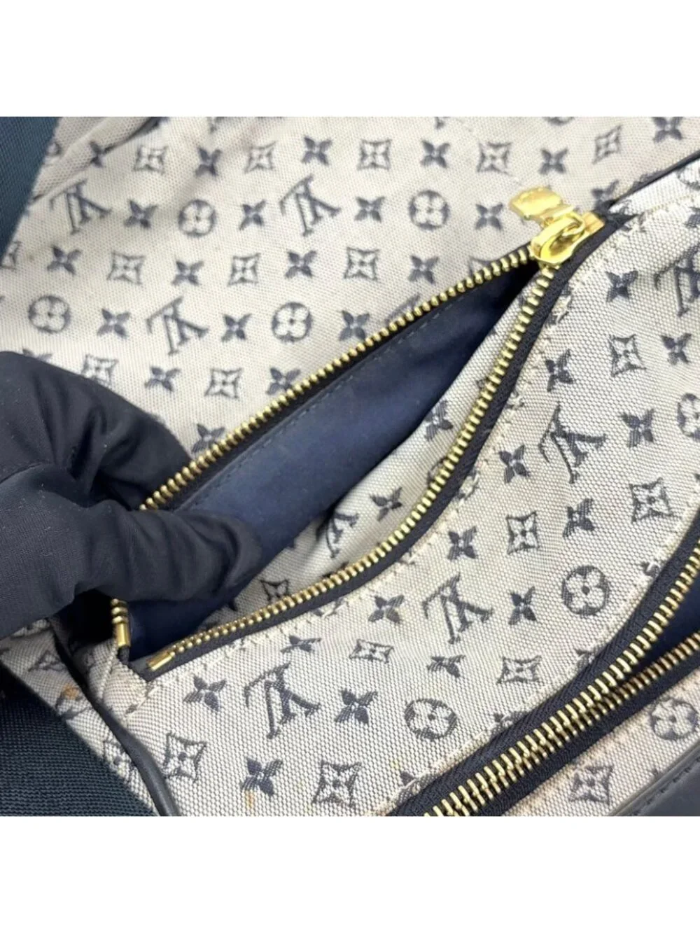 Louis Vuitton Sac Maman Monogram Mini Blue Mother's Canvas Navy Light Gray